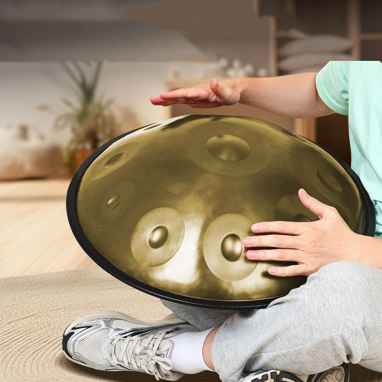 Handpan 440hz 10 Note 56 cm Strumento a Percussione in Acciaio, Professionale Handpan Instrument con Morbida Borsa per il Trasporto, Meditazione Personale, Yoga(Purple,432HZ/12Note)