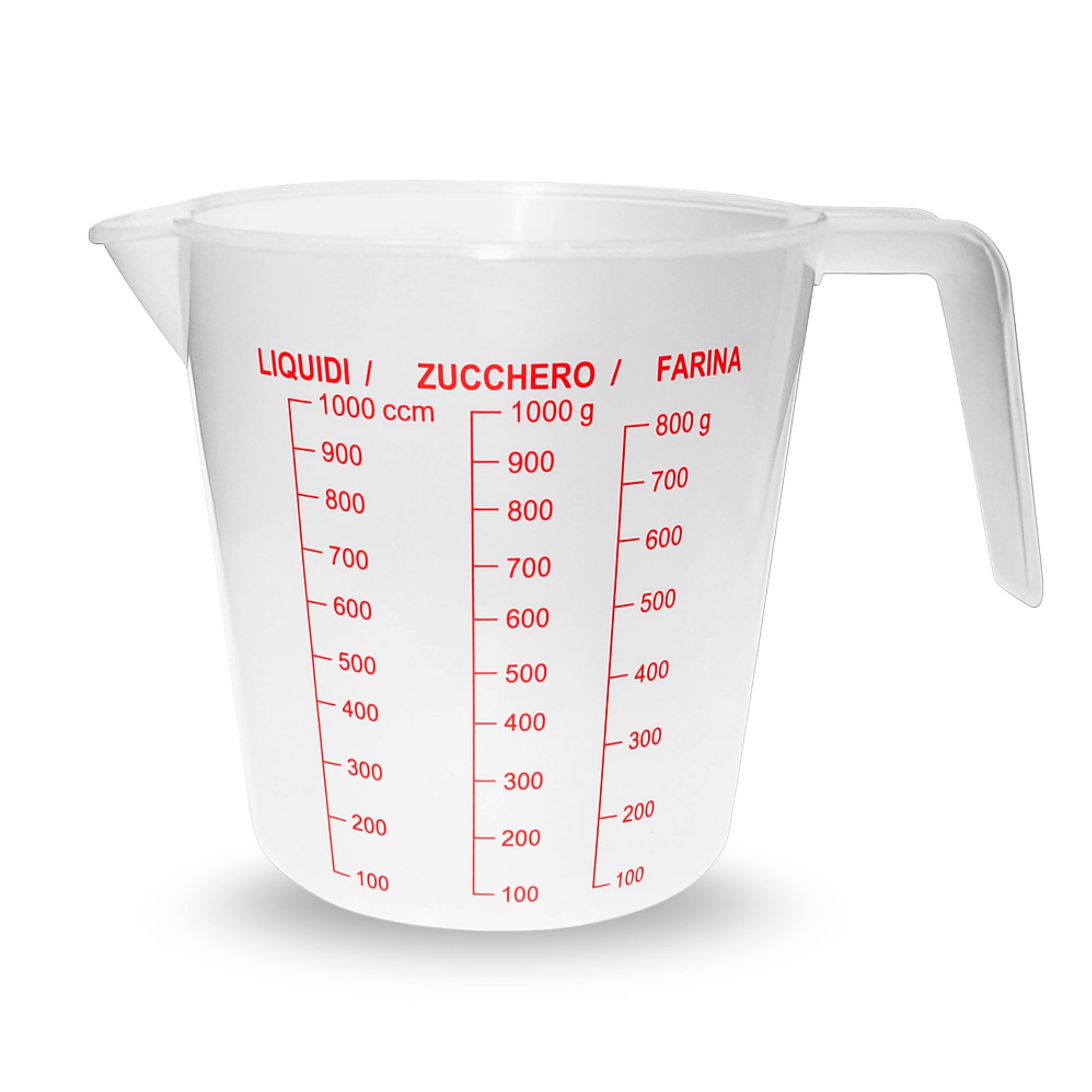 Cantini Life Chic Measuring Jug 1 Litre, Liquid Meter, Sugar, Flour, Durable Plastic, for Kitchen and Pastry