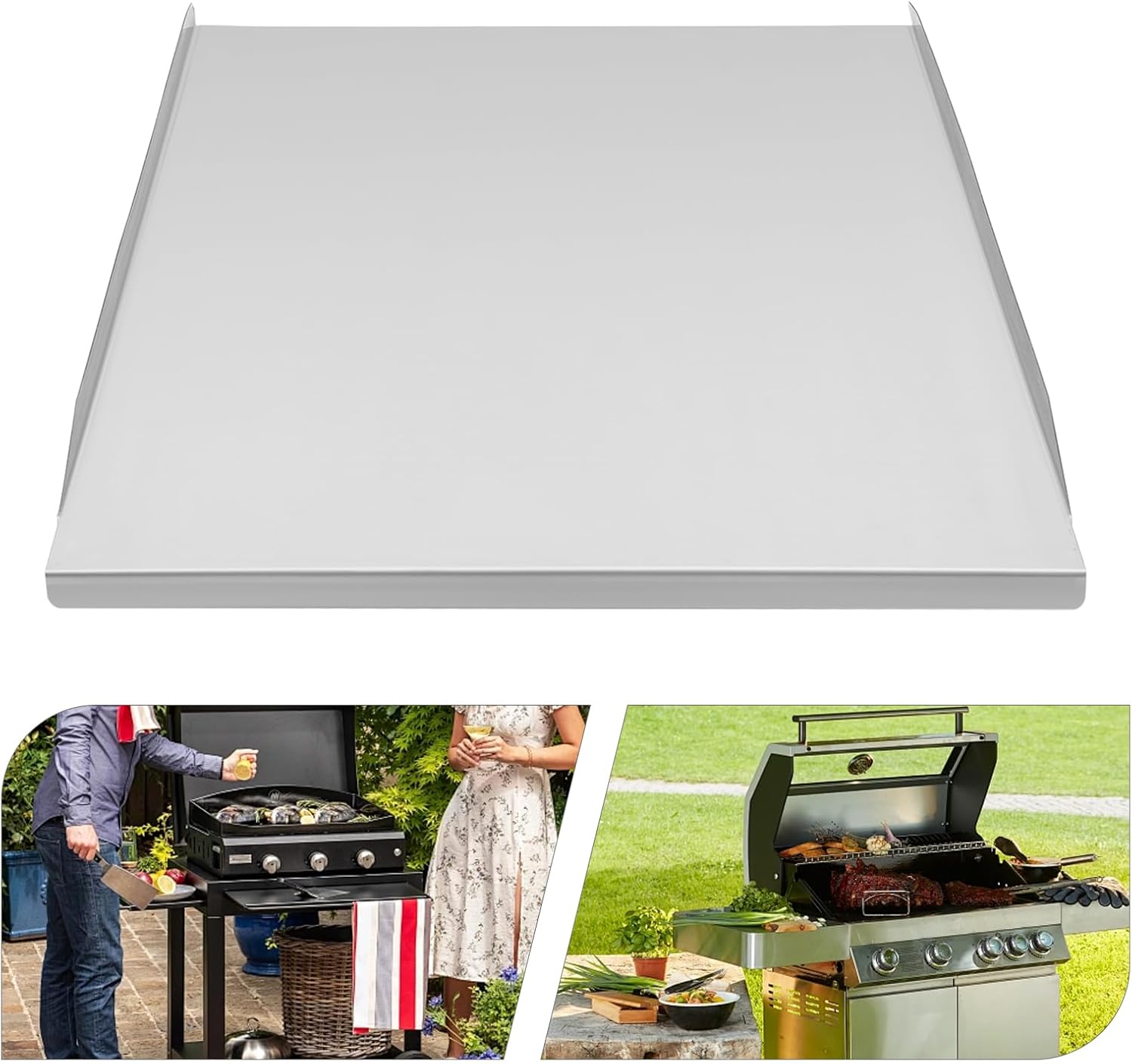 Stainless Steel Drip Pan Tray, Grease Oil Catch Liner Kit, Disposable BBQ Drip Liners for Grill, Oven, Air Fryer, Kitchen Baking Sheet, Reusable Drip Catcher, Easy-Clean Surface