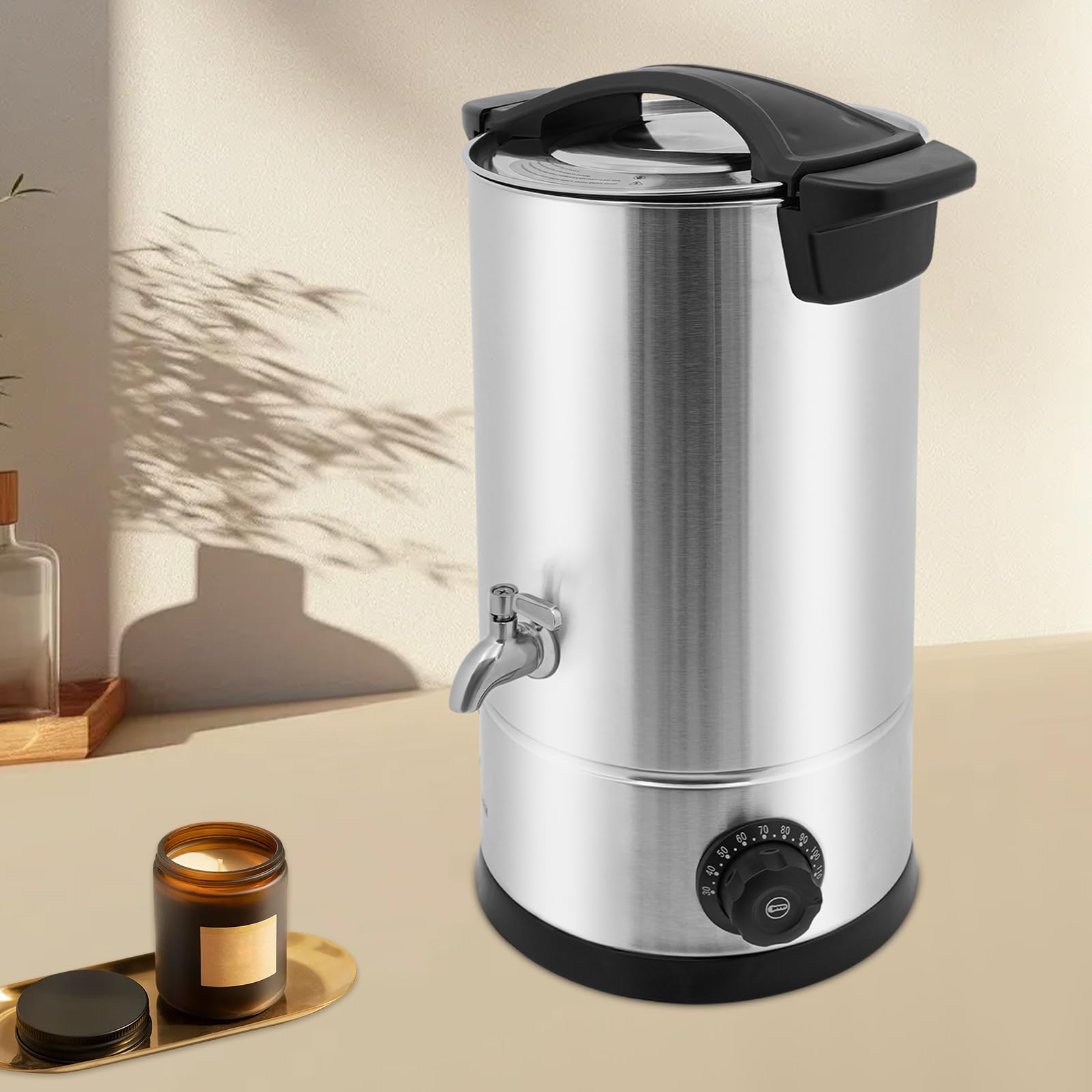 Profesjonalny piec do topienia wosku, 1800 W, 1800 W, ze stali nierdzewnej, regulacja temperatury 30-110°C, do wosku do depilacji, produkcji świec i mydła, srebrny