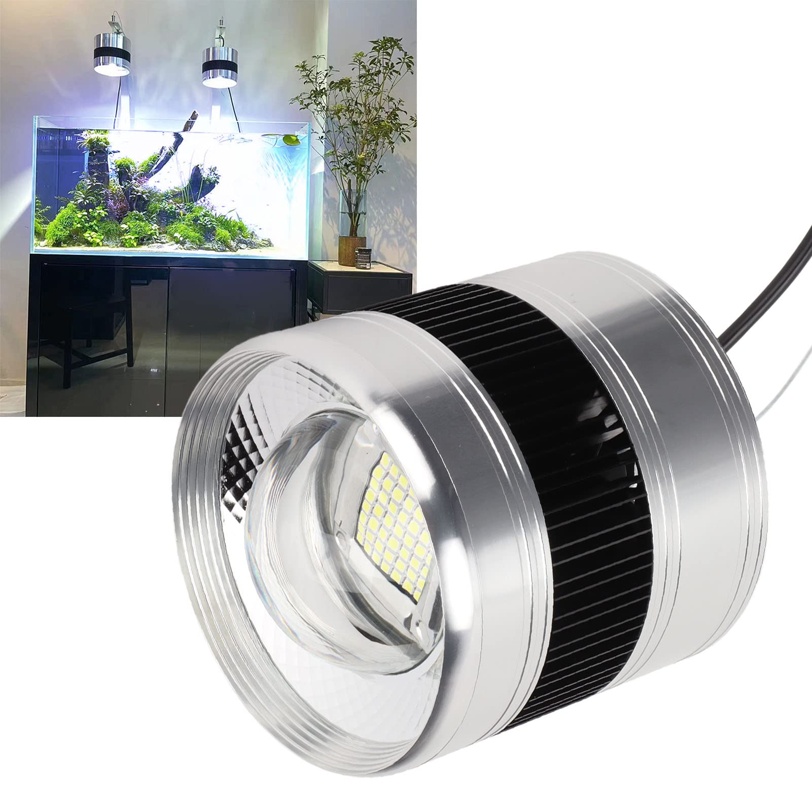 EMUKOEP Luz para Pecera de Agua Salada, Lámpara LED para Acuario Marino de Espectro Completo de 75 W con Pantalla de Cuarzo de Alta Penetración, 49 Cuentas para el (ZY-K5 Enchufe europeo 220V)