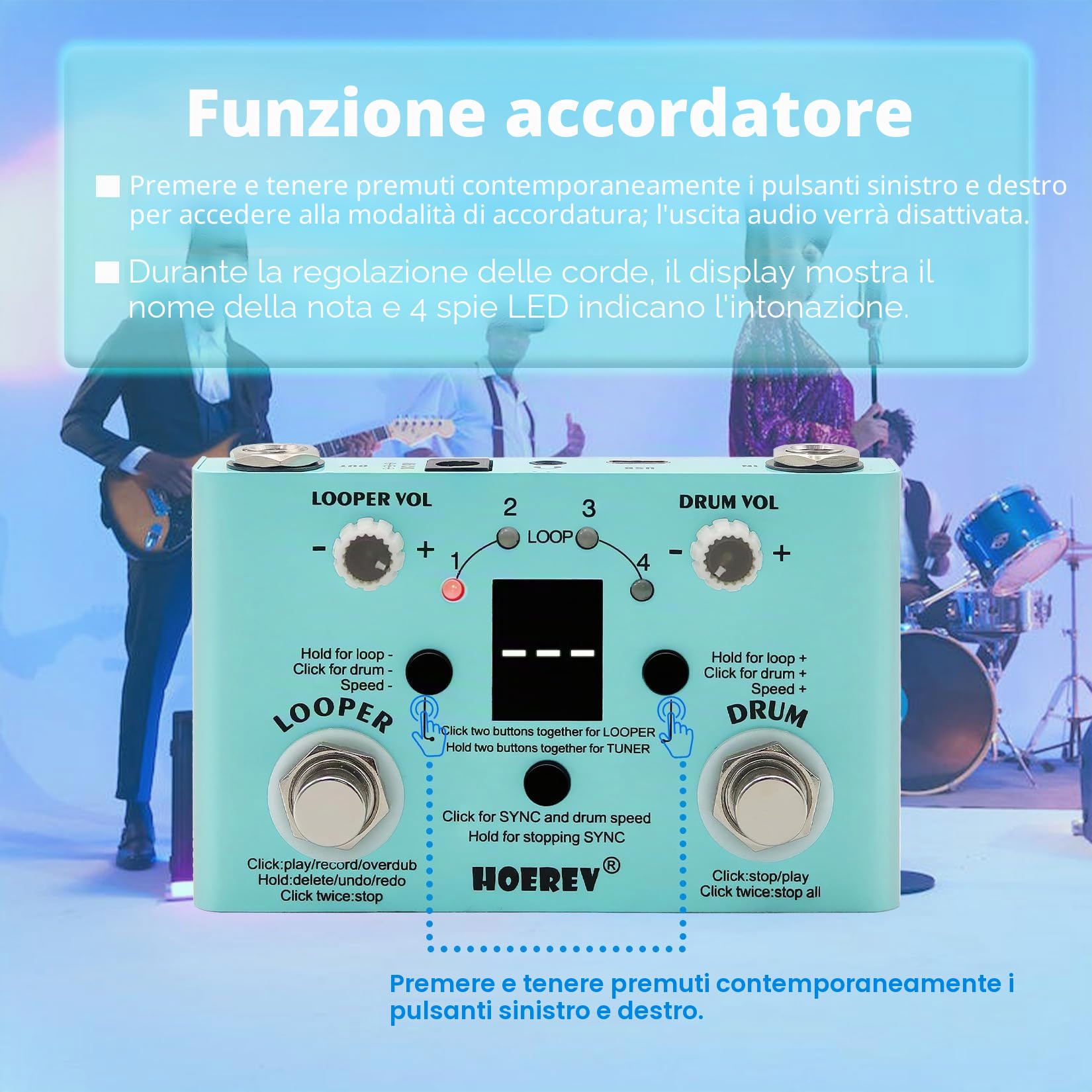 Hoerev Pedale per chitarra per stazione di lavoro audio con effetto sintonizzatore a tamburo