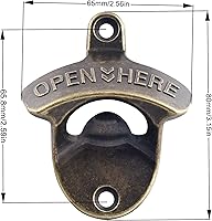 Vista 6 de abridor de botellas de cerveza de bronce antiguo, montaje en pared, estilo antiguo, abridor de tapas de botellas, montado en poste, acero inoxidable