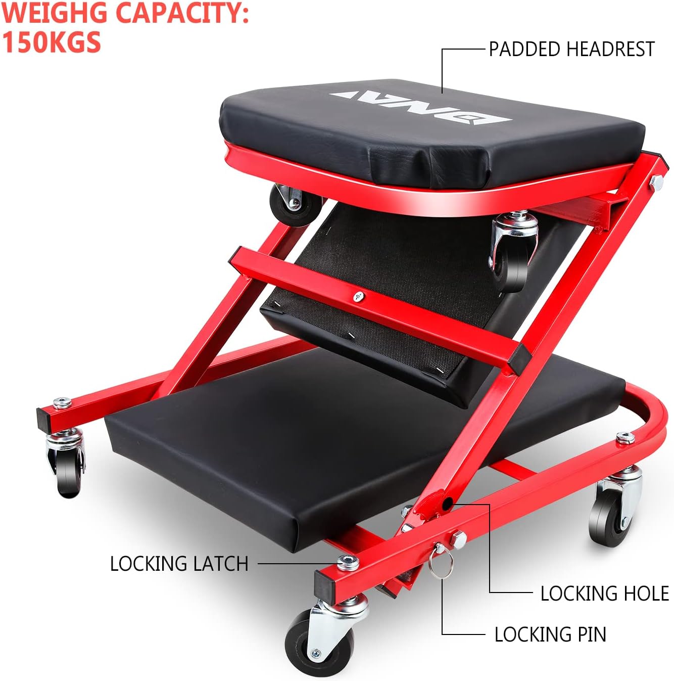 ‎DNA MOTORING TOOLS-00184 36 Inches 2 IN 1 Rolling Folding Car Creeper/Seat, Red & BIG RED T43202 Torin Steel Jack Stands: 3 Ton (6,000 lb) Capacity, Red, 2 count (pack of 1)