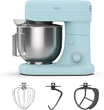 Amazon product image of Sponsored Ad - Martha Stewart 5.3QT Tilt Head Stand Mixer, 12 Speeds, Stainless Steel Bowl | Dough Hook, Stainless Whisk, Beater, Removable Splash Shield, Bread, Cake & Whipping, Electric Kitchen Mixer, Sky Blue