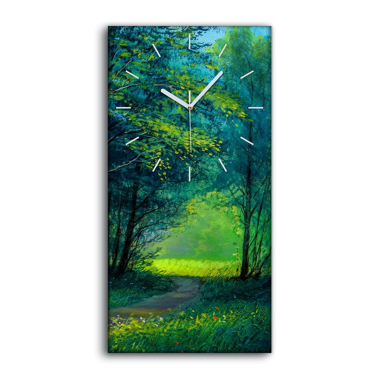 Horloge Silencieuse sans Tic-Tac pour Dormir Grand Tableau Mural Forêt Mystique 30x60cm