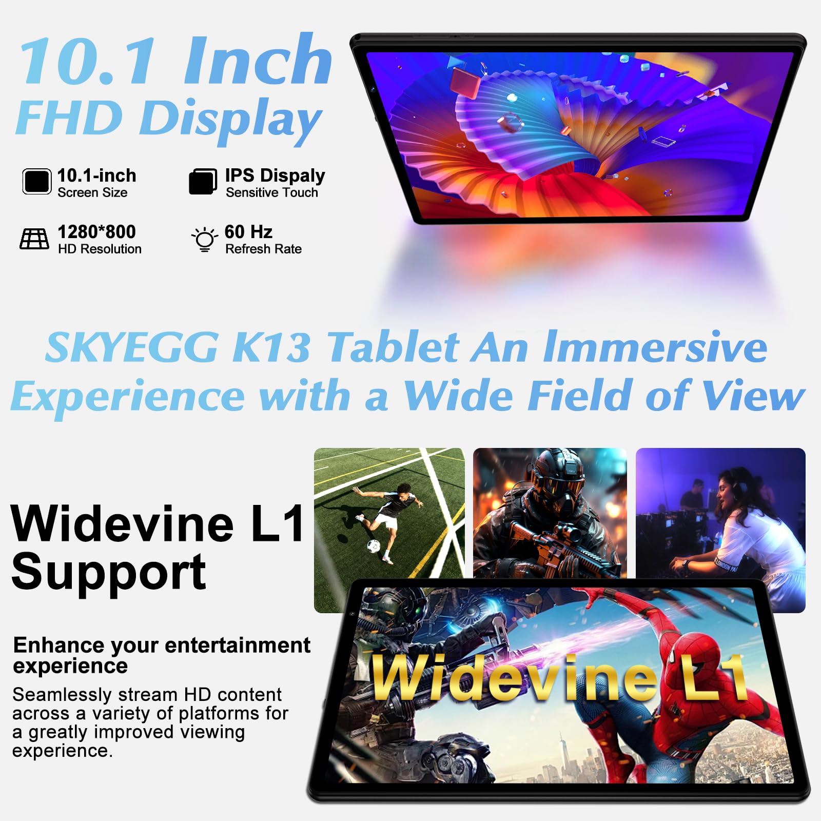 Tablet Android 14 z 5G Wi-Fi 6, 20 GB RAM + 128 GB ROM (z Możliwością Rozszerzenia do 1TB), Widevine L1, 8 Rdzeni, 5MP + 8MP, 6000 mAh, 10-Calowy Tablet z Klawiaturą + Myszą i Etui, Czarny