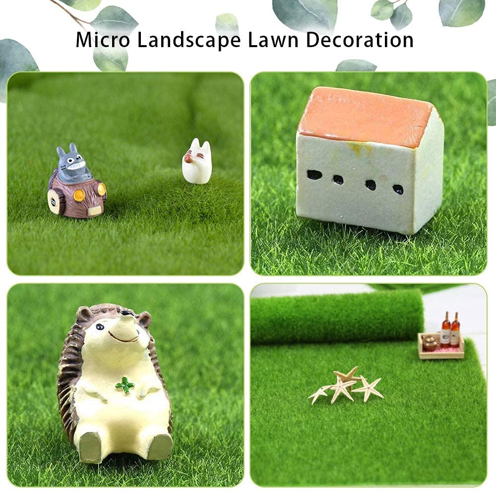 Set di 2 tappeti in erba artificiale da 15x15 cm, micro-erba realistica per la decorazione di case di bambola e ornamenti da giardino | Leroy Merlin