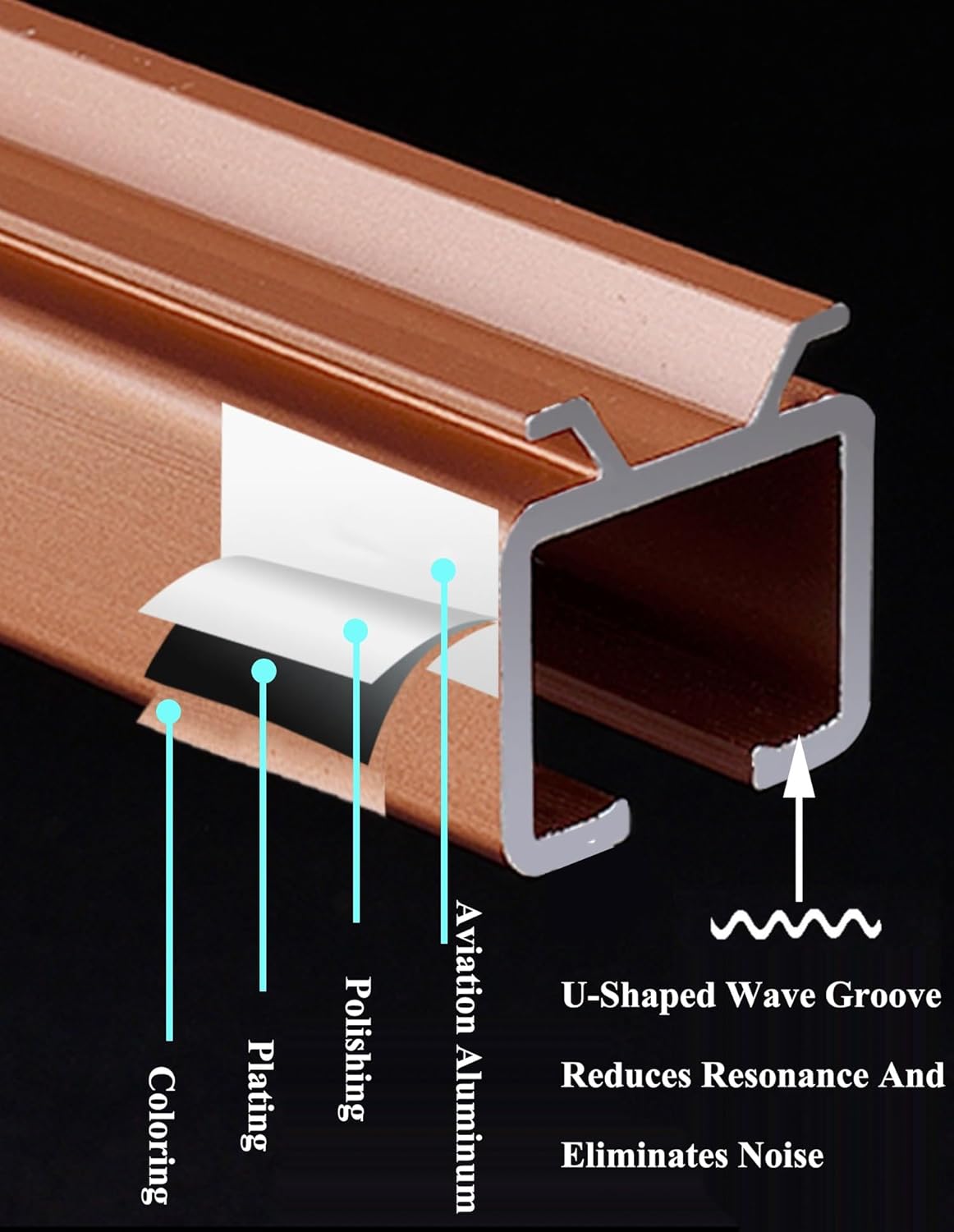 Aluminum Curtain Track System (2.3Ft-20Ft) for Ceiling/Walls, Room Divider Curtain Rods, Ideal for Living Room/Bedroom/Shower, Champagne Color, Size: 2m/6.6ft