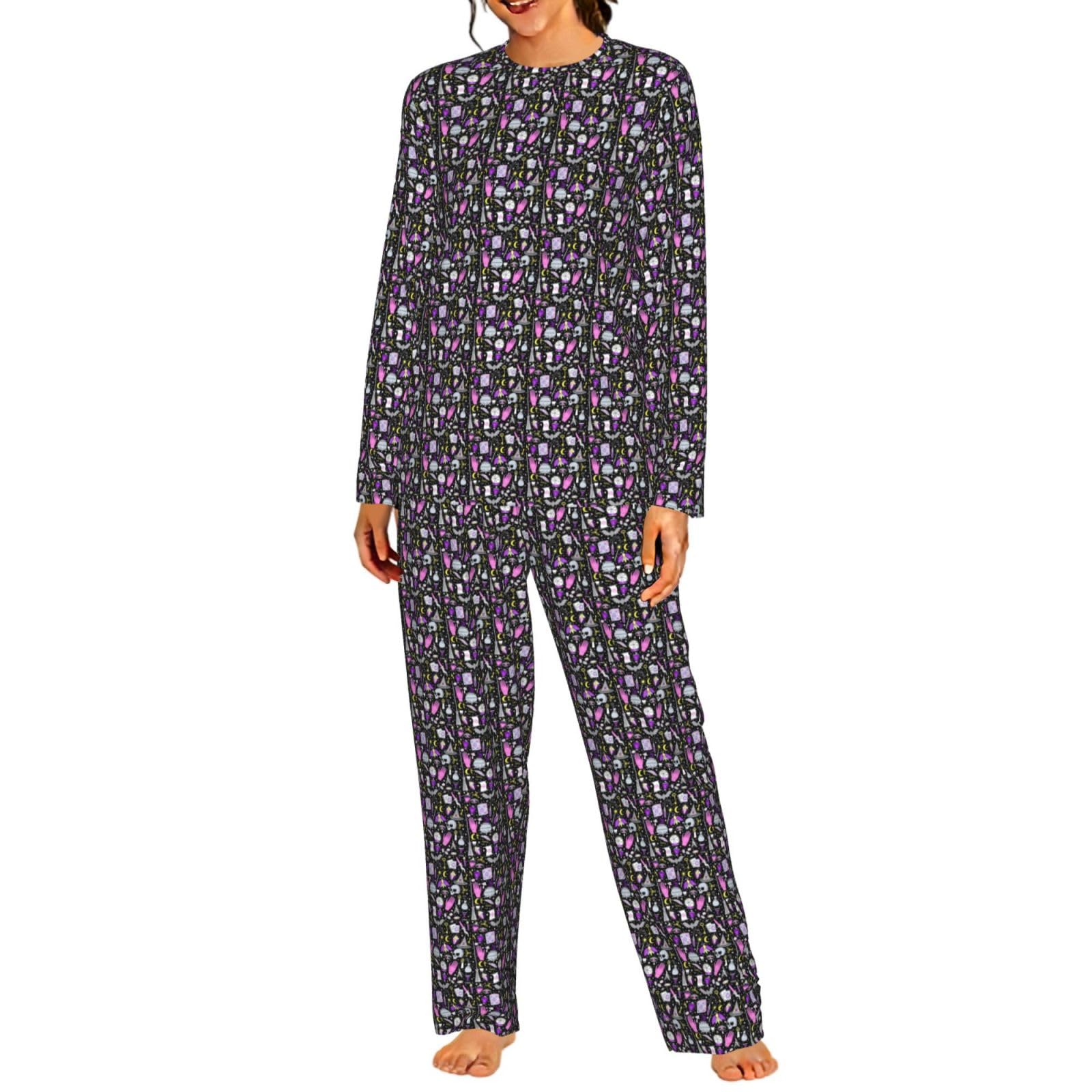 Magica Stregoneria Stregoneria Boemia Disegno Stampa Delle Donne Manica Lunga Set Pigiama Abbinamento Morbido Elastico Coulisse Casual Daywear