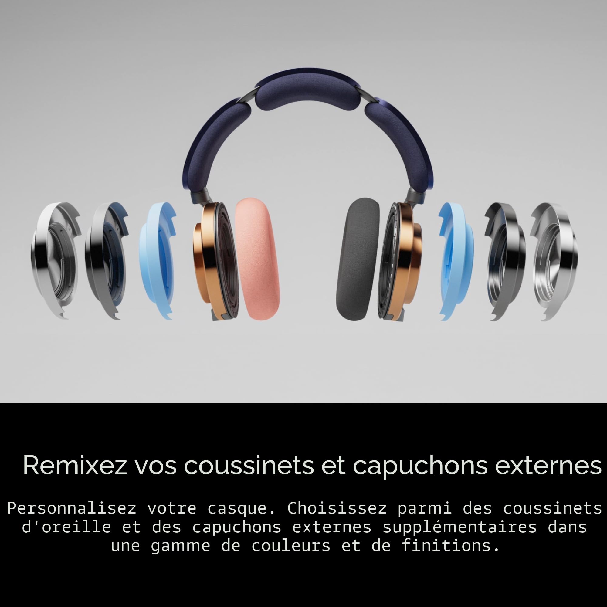 Dyson Ontrac Casque audio sans fil avec réduction de bruit active-55 hr d’autonomie- Bluetooth 5.0- Charge rapide de 10 minutes 6 Hz à 21kHz étui de protection- personnalisable (Bleu de prusse/Cuivré)