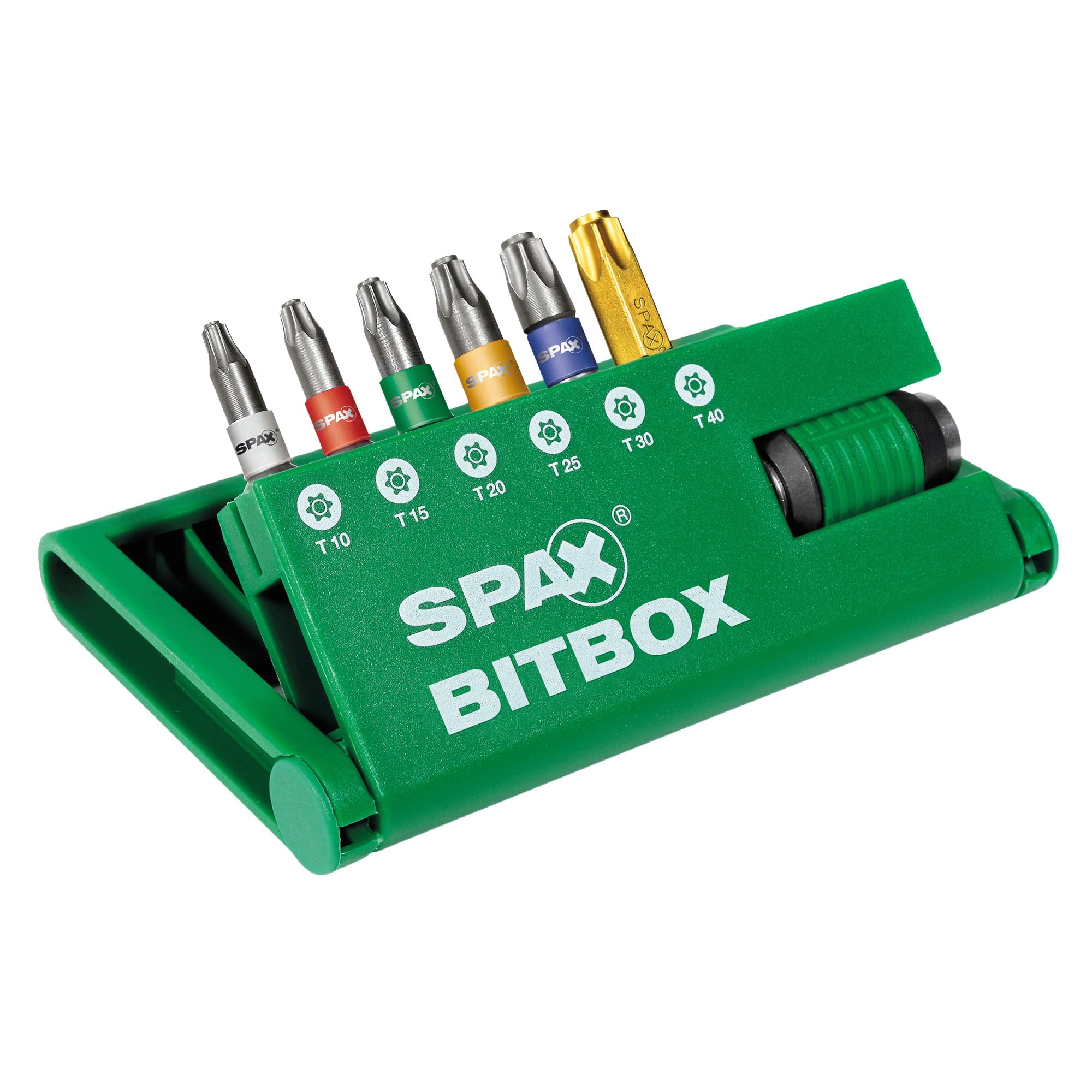 SPAX BITbox T-Star Plus, Quick-Change bit Holder, 6 bits: T10, T15, T20, T25, T30, T40 in 25 mm - 400007899019