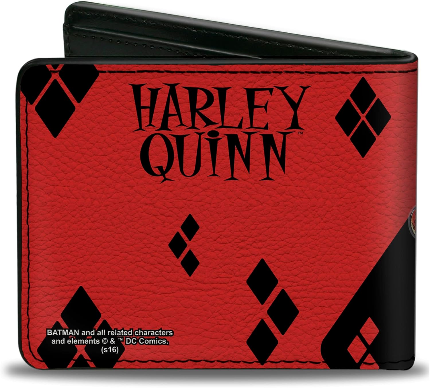 Buckle-Down mens Buckle-down Pu Bifold - Harley Quinn Issue #20 La Baseball Cover Pose Diamonds Black/Red Wallet, Multicolor, 4.0 x 3.5 US