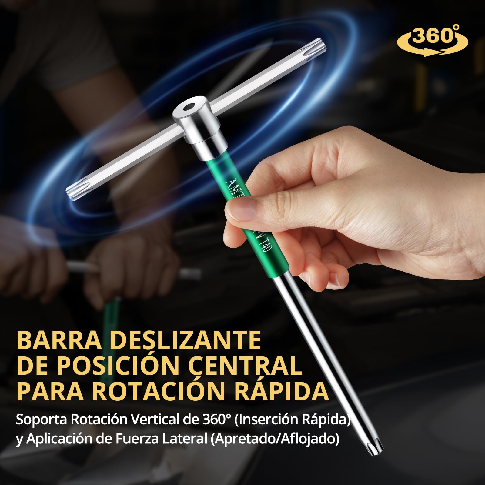 AMTOVL Juego de 10 Llaves Torx con Mango en T, T10-T55 para Reparación de automóviles y Bicicletas,Juego de 10 Piezas con Caja de Almacenamiento