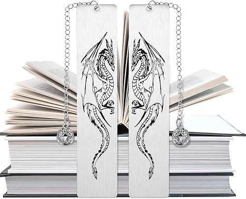 2 marcapáginas de dragón de regalo para hombres o niños, marcadores geniales para adultos y niños, regalos de fantasía para hombres (dragón)