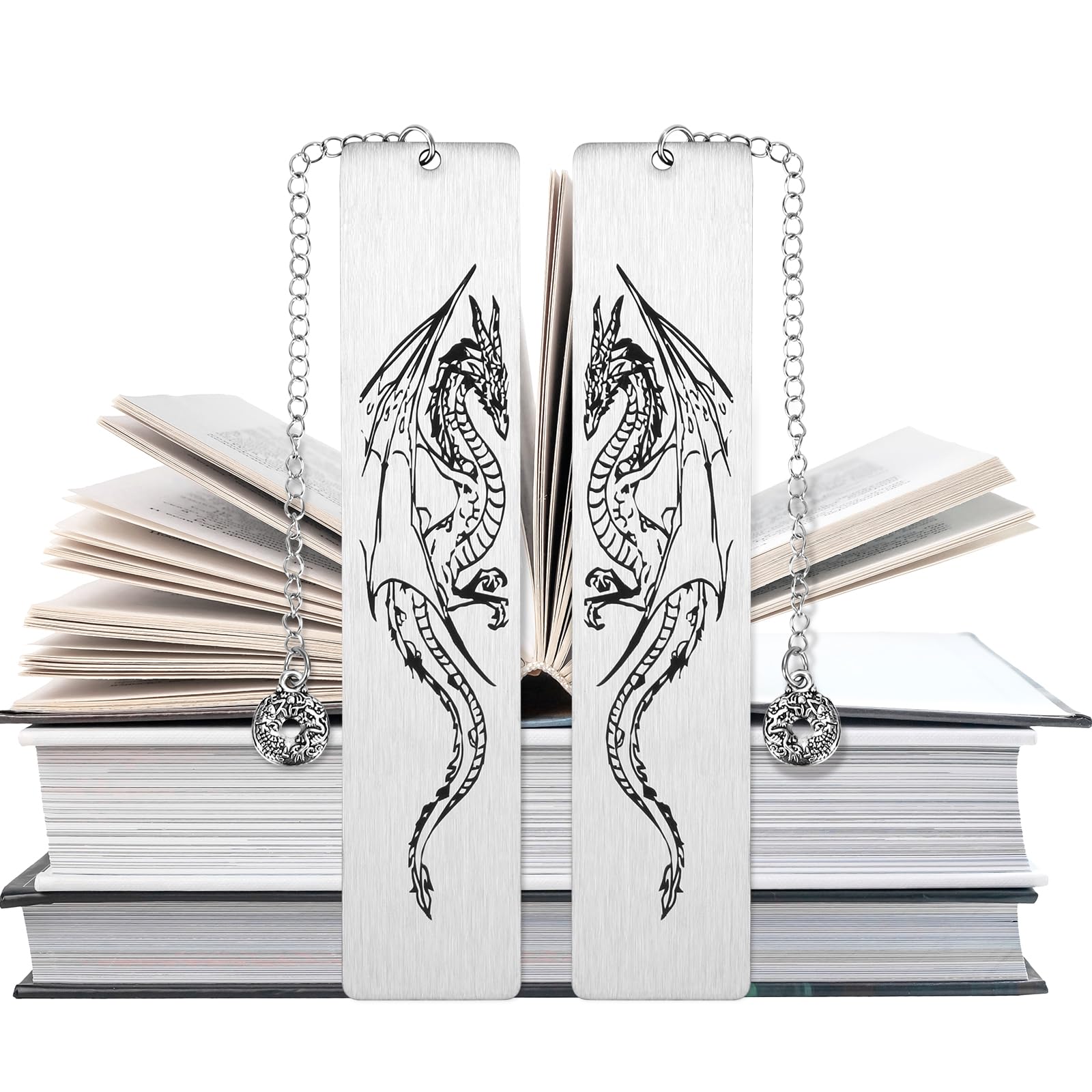 2Pcs Dragon Bookmark Gift for Men or Boy, Cool Bookmarks, Book Marks for Adults and Kids, Fantasy Gifts for Men(Style A)