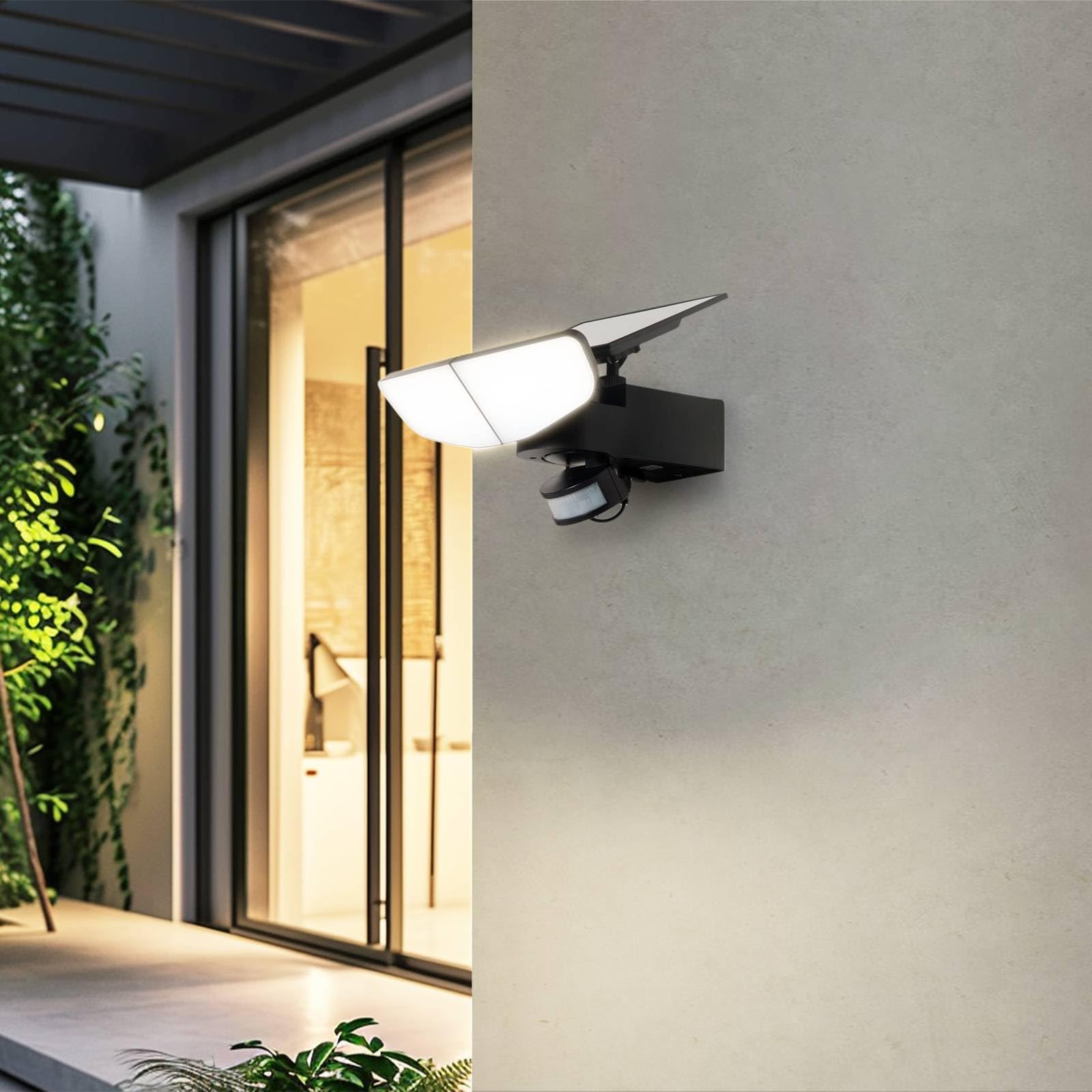 Lindby LED Applique Murale Solaire Naelin à intensité variable (Moderne) en Noir (à 2 lampes,), Lampe Borne Lumineuse Exterieur Eclairage