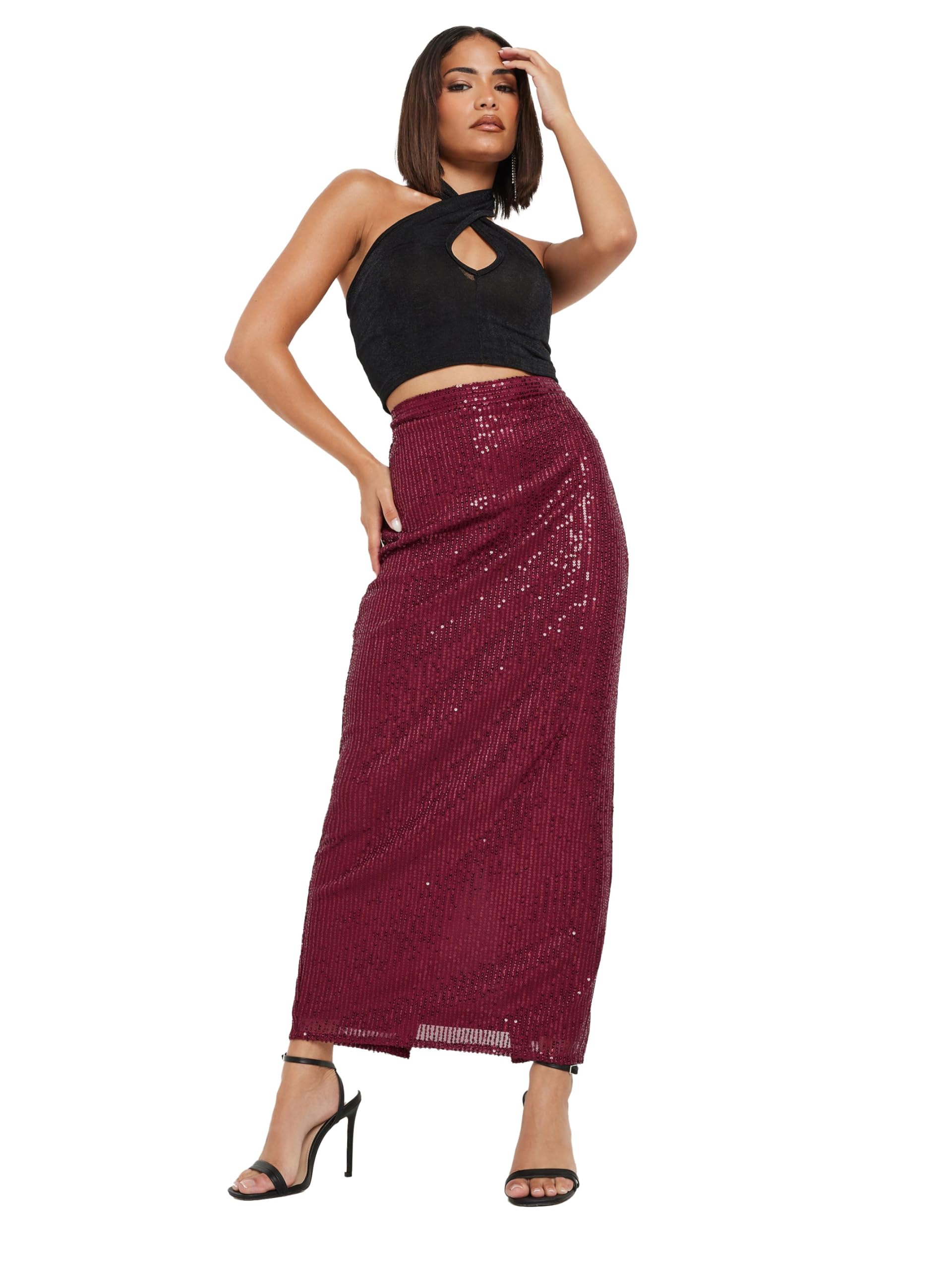 PixieGirl Red Sequin Maxi Skirt - Women's Size 10