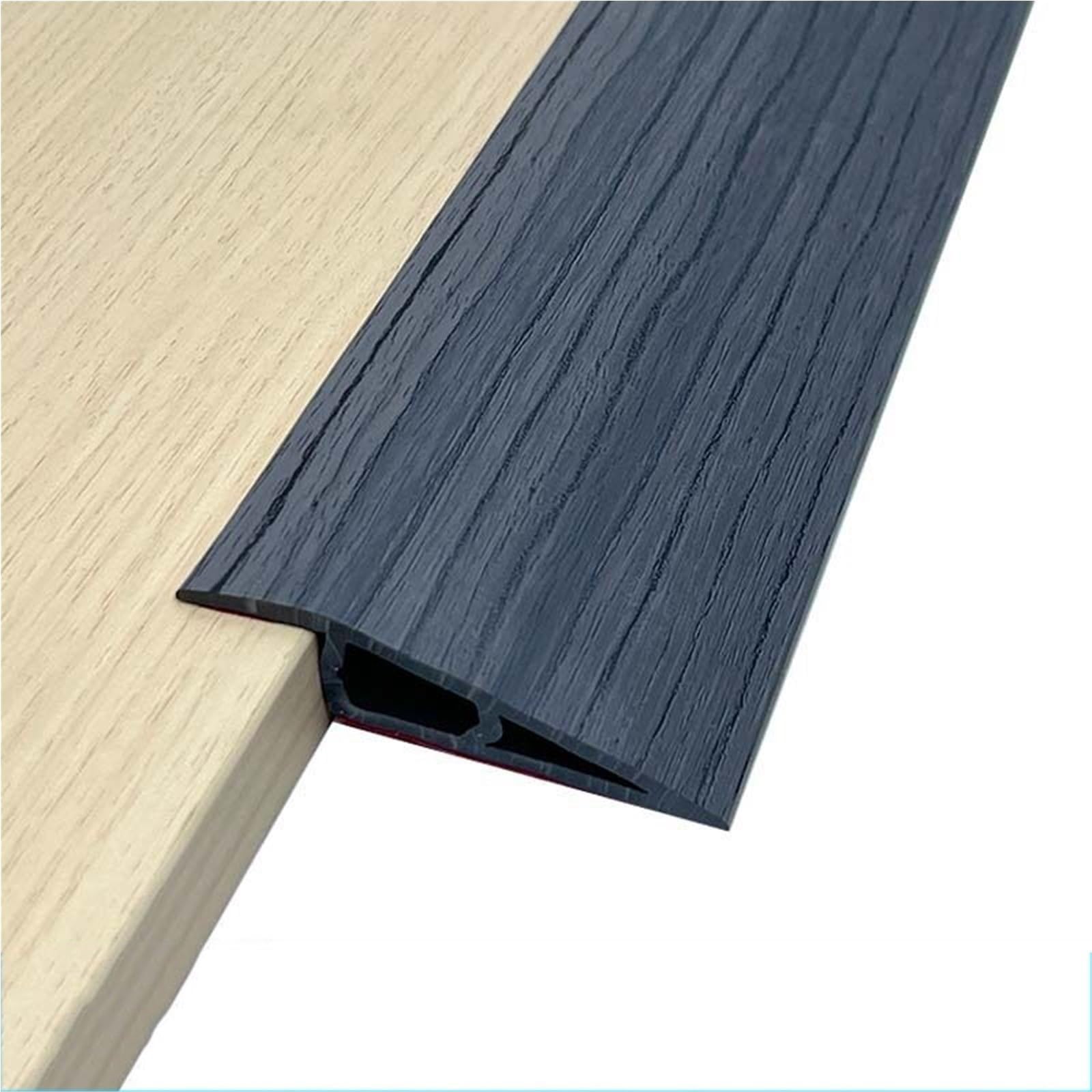 PVC Quadrant Trim,Corner Edging Strip,10Ft/118in Floor Transition Self Adhesive Carpet to Tile Threshold Strips, Peel and Stick(Dark Gray Grain)