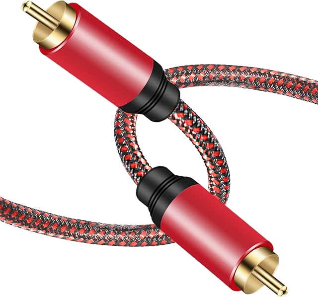 Digital Coaxial Audio Cable 4M,1RCA Male to 1RCA Male Subwoofer Cable Nylon Braided RCA Video Cable for Subwoofer, Home Theater, HDTV, Hi-Fi Systems (4M)