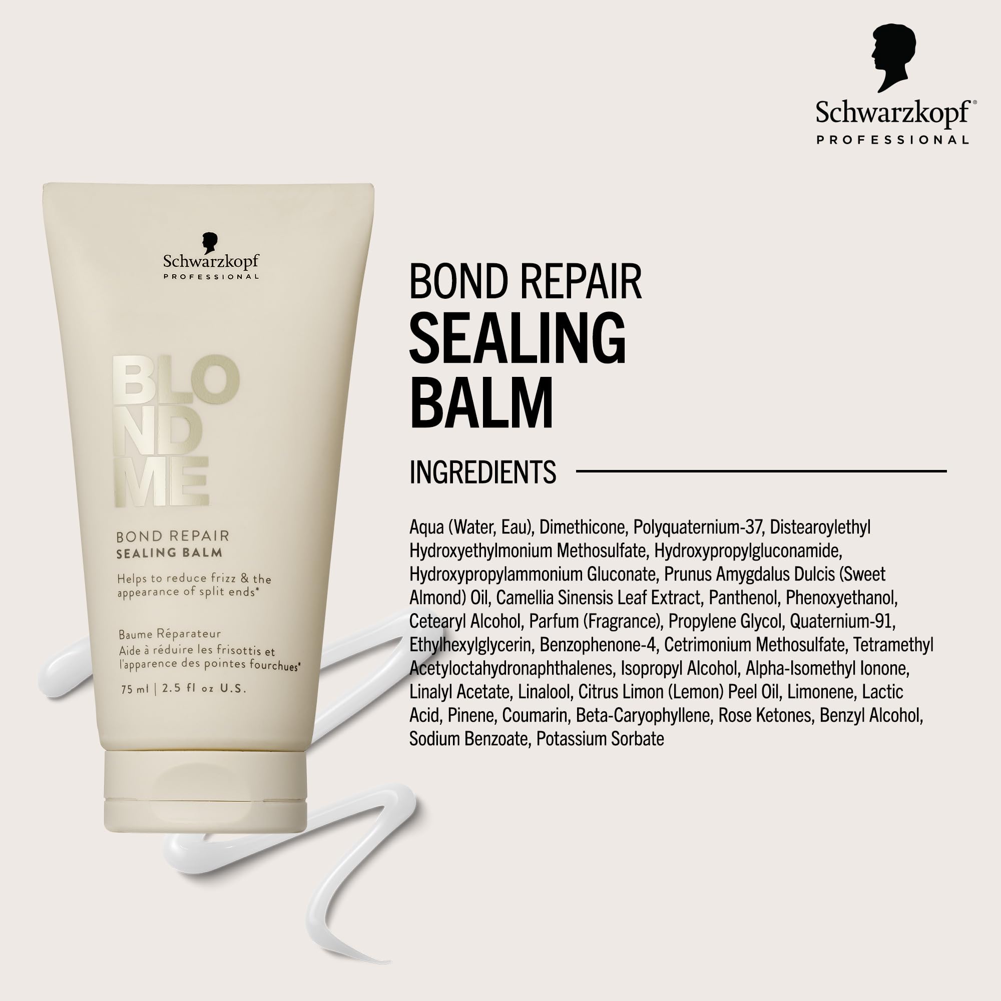 BlondMe Bond Repair Sealing Balm for Blonde Hair, 2.5 Fl Oz | Tame Split Ends & Reduce Frizz | Heat Protection | For Shiny, Smooth Blonde, Lightened, & Grey Hair
