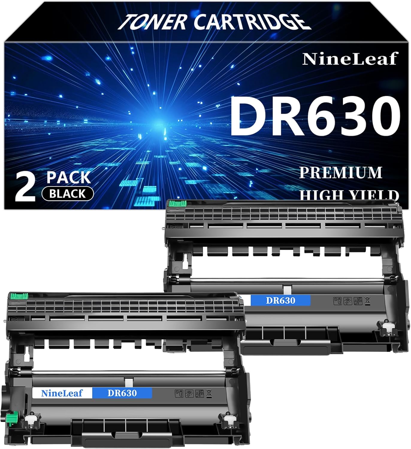 2 Pack DR630 Drum Unit Compatible for Brother DR630 DR-630 DR 630 Drum Work with HL-L2300D HL-L2315DW HL-L2380D MFC-L2700DW MFC-L2685DW MFC-L2740DW DCP-L2540DW Printer (No Toner Included)