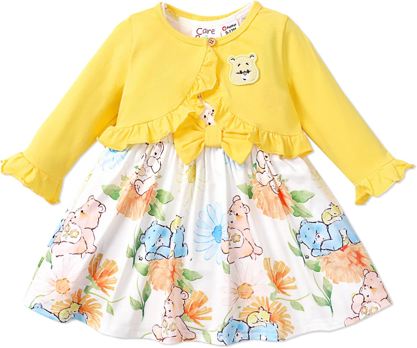PatPatCare Bears Girls Floral Tank Long Sleeve Dress