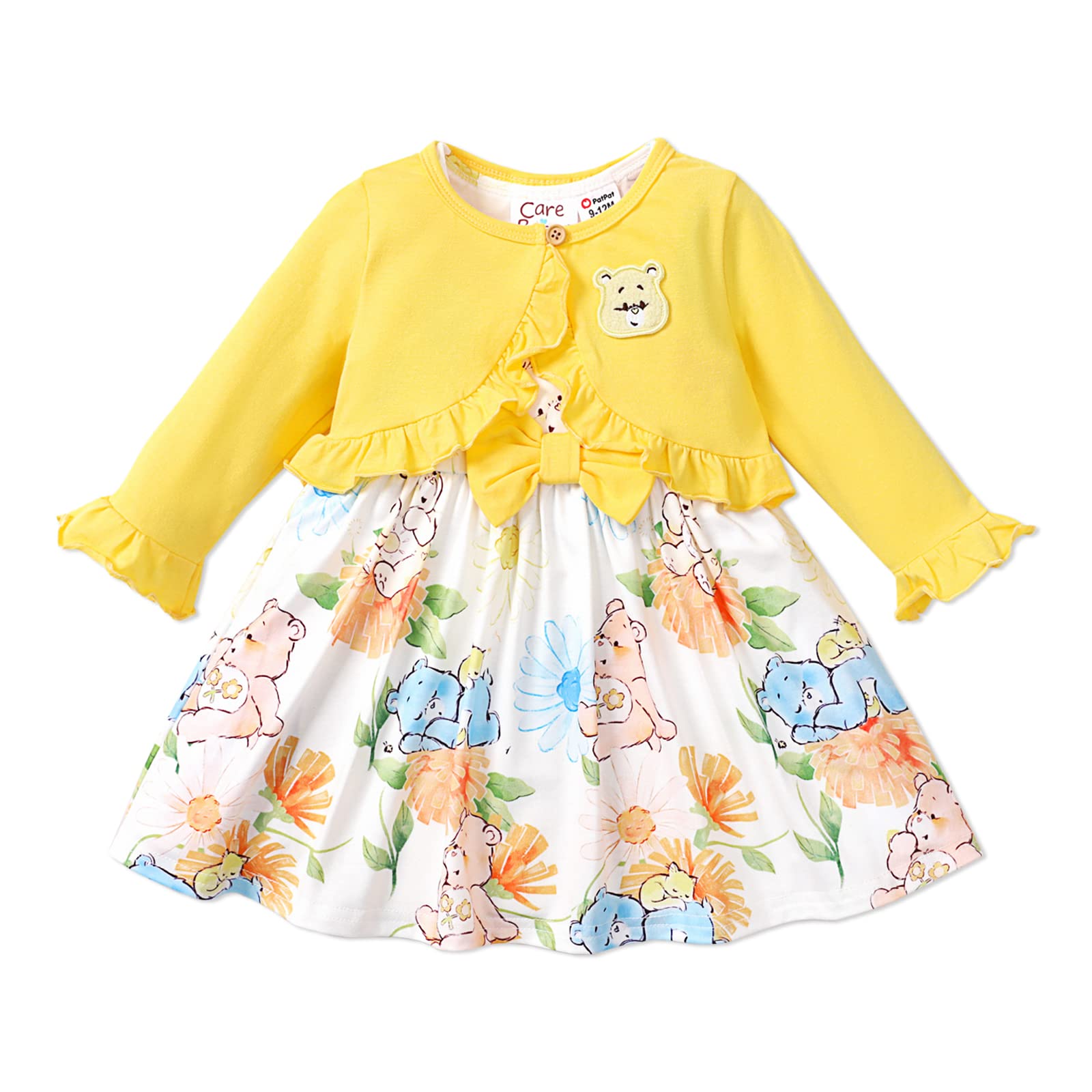 PatPatCare Bears Girls Floral Tank Long Sleeve Dress