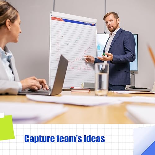 Miniatura 7 de ReliThick 12 almohadillas adhesivas de caballete, 25 x 30 pulgadas, blanco, forrado, 30 hojasbloc, papel de tabla de anclaje para profesores, tabla