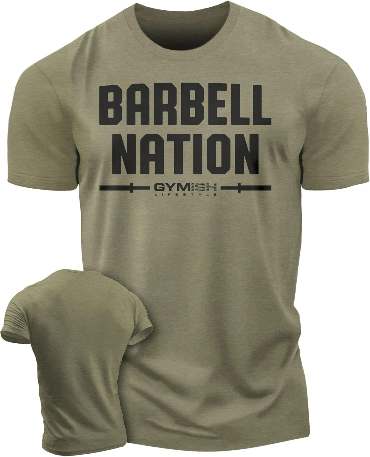 Barbell Nation Workout Shirt, Motivational Weightlifting Gym T-Shirt for Men