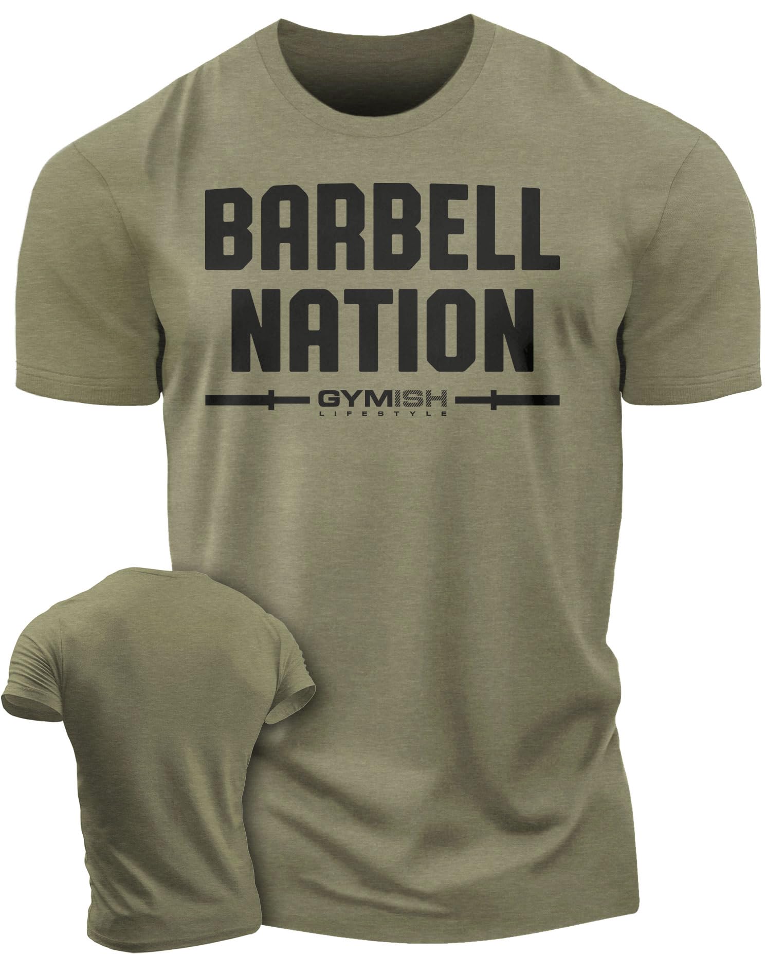 Gymish Lifestyle Barbell Nation Workout Shirt, Motivational Weightlifting Gym T-Shirt for Men