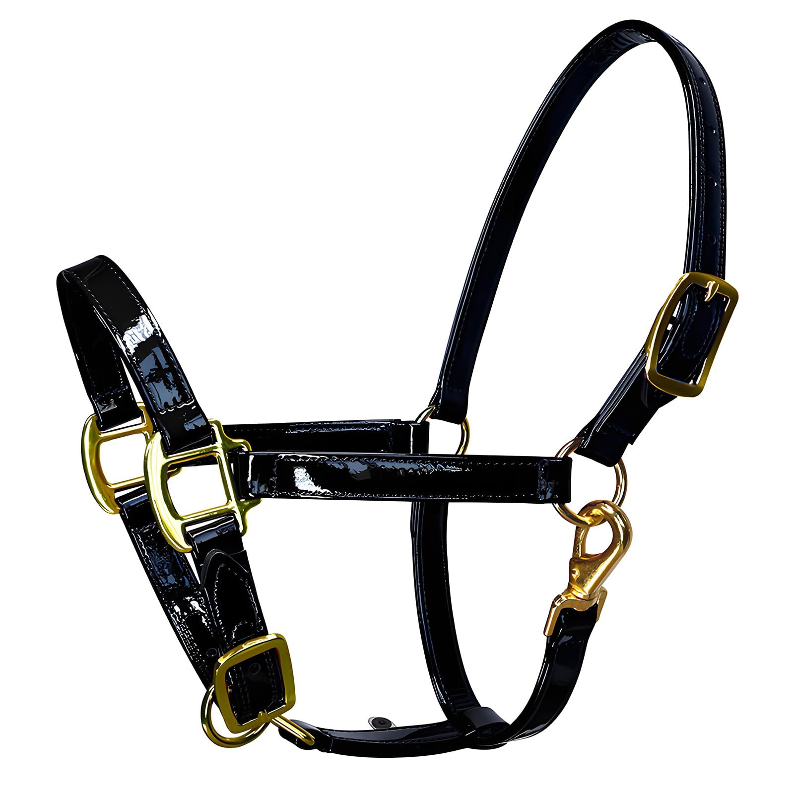 Equestrians Caballo Caballo Caballo Cabeza con Hebilla Dorada en Elegante Cuero a Prueba de Olores y Limpieza Rápida Características Arnés de Cuero