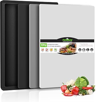 Fotouzy Flexible TPU Cutting Boards Mats Plastic Chopping Board Set of 4