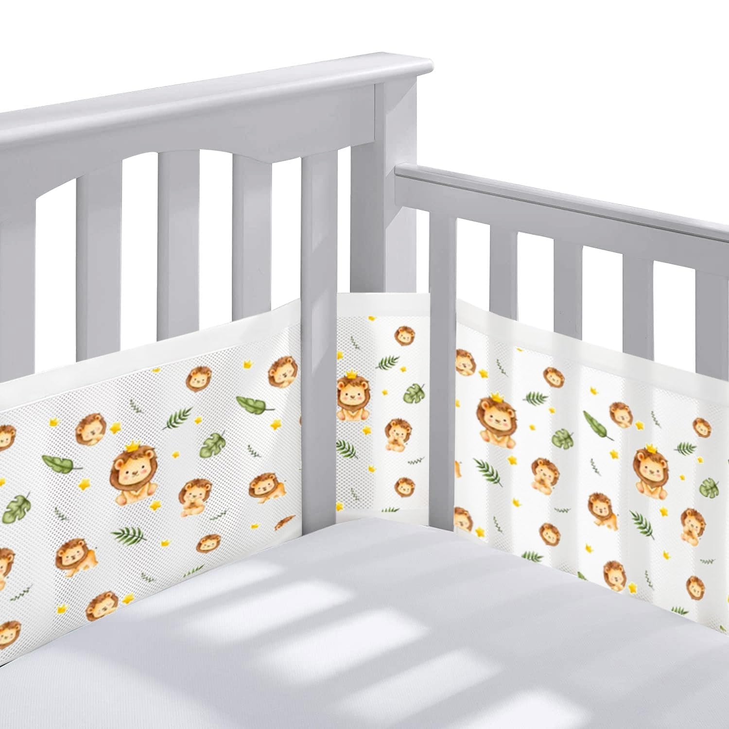 Bettumrandung Babybett,Baby Nestchen Bettumrandung,Kopfumrandung Babybett,Atmungsaktive Krippenumrandung,Babybett Atmungsaktiver Kollisionsschutz,Nestchen für Kinderbetten,Babybett Umrandungen