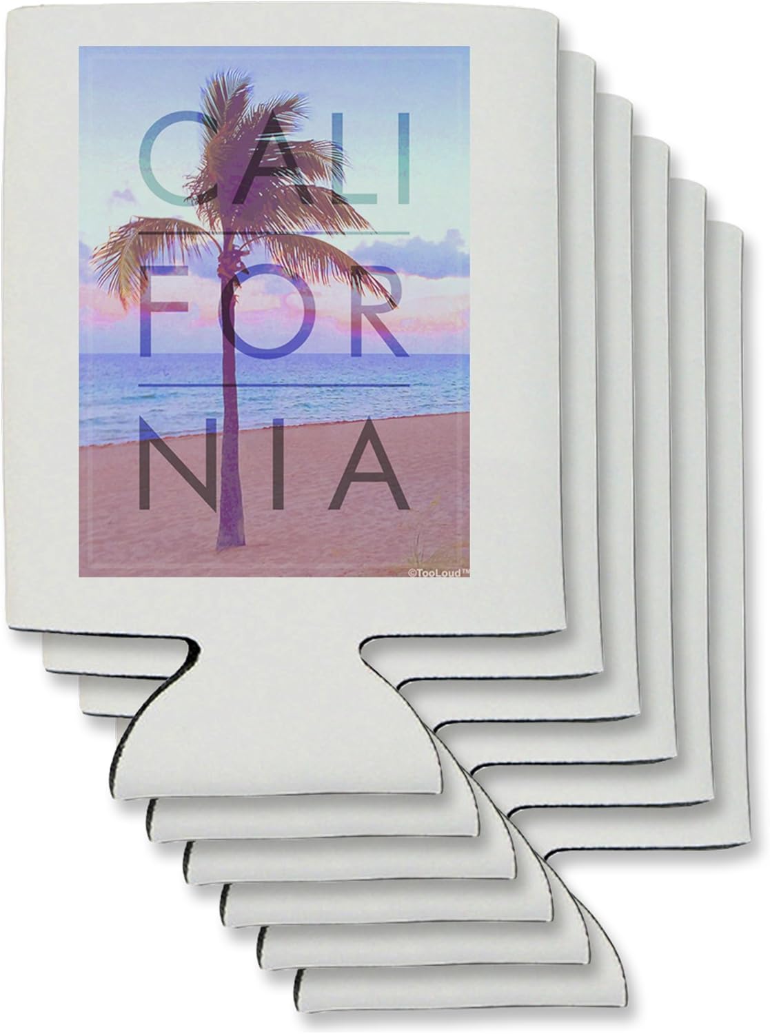 TooLoud California Beach Filter Can/Bottle Insulator Coolers - 6 Pieces