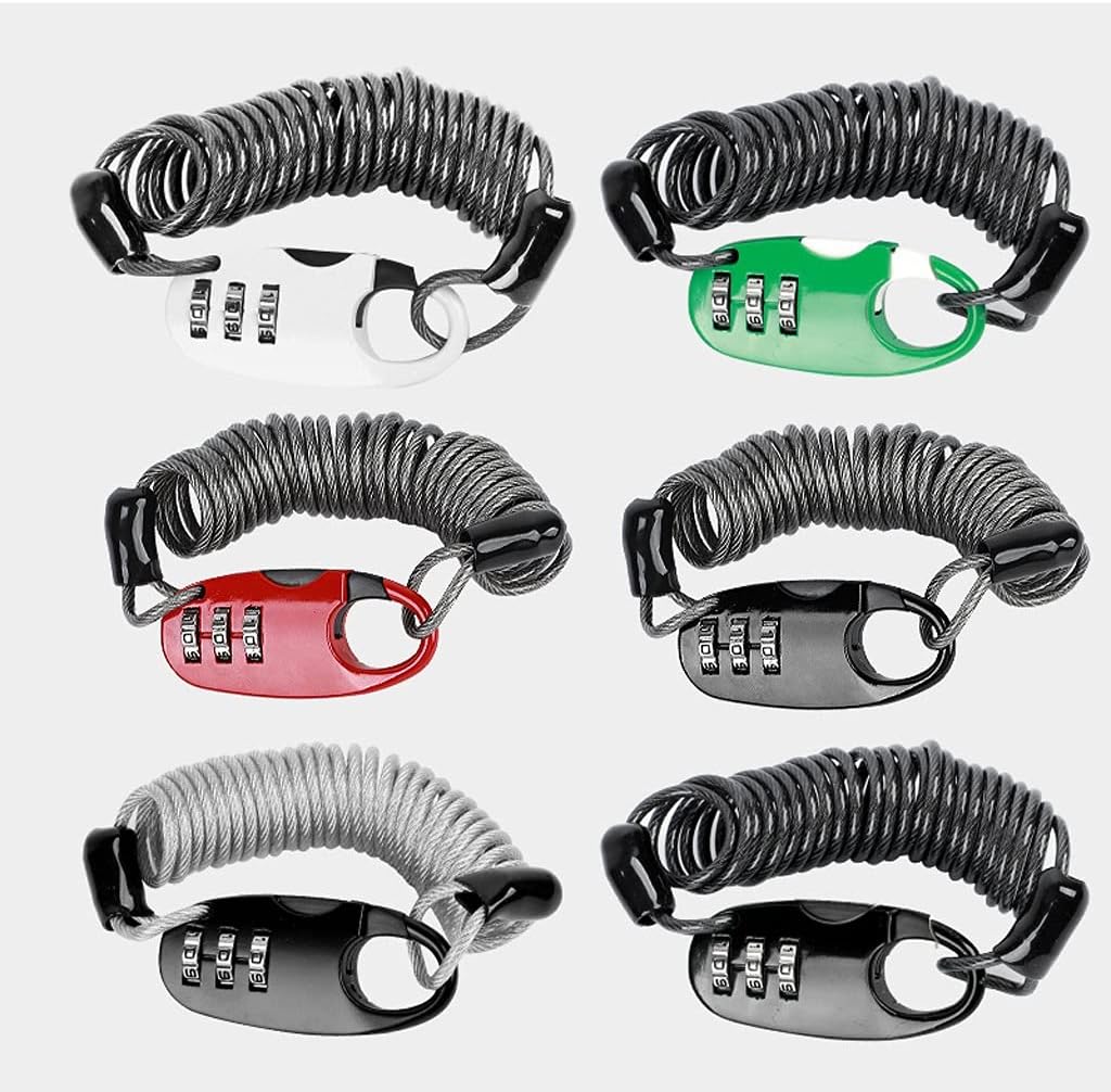 Helmet Lock 3 Digit Password Mini Portable Anti-Theft Bicycle Lock for Motorcycle Bicycle Scooter Cable Lock (Color : Green, Size : 1.5m) (Red 1.5m)