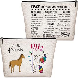 40th Birthday Gifts for Women,1983 Birthday Gifts for Women Cosmetic Bags, 40 Year Old Birthday Gifts Makeup Bag for Friend, Mom, Wife, Coworker Colleague, Boss, Aunt