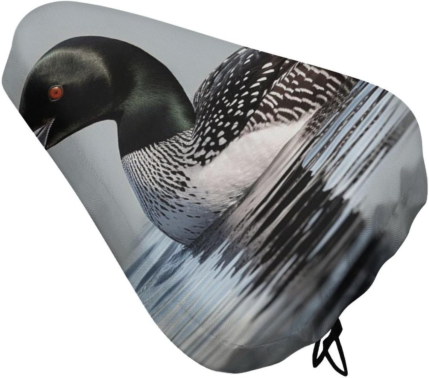 Loon Nature Bird Waterproof Bike Seat Cushion with Drawstring for Women Men Soft Padded Bicycle Seat Cover for Comfort Wide Road Bike Saddles Universal Fit for Mountain Exercise