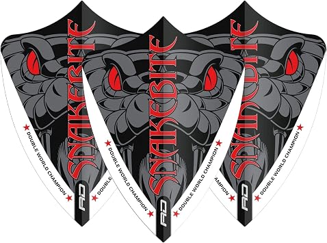 RED DRAGON Peter Wright Snakebite Hardcore Ionic DWC Dart Flights - 3 sets per pack (9 dart flights in total)