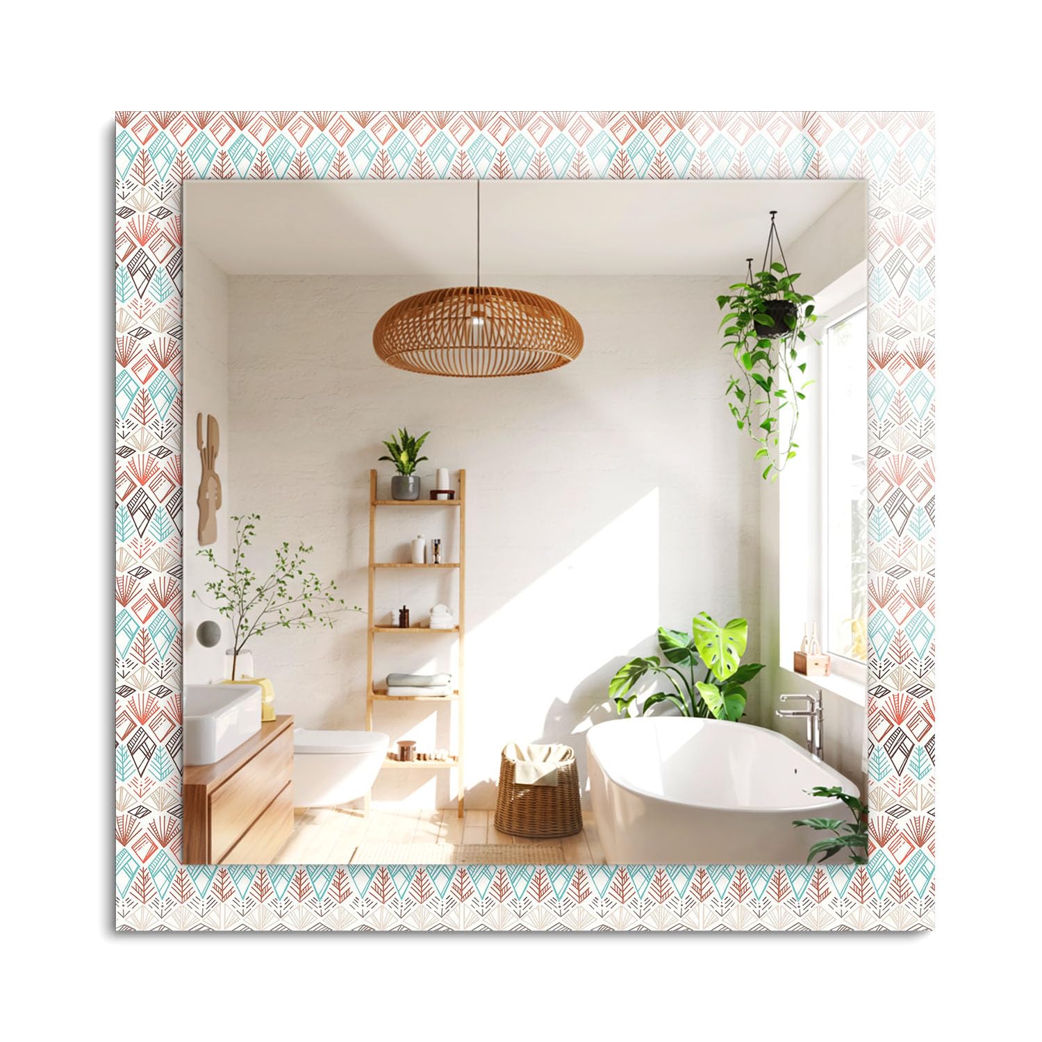 Miroir couloir 60x60cm pour illuminer les espaces sombres avec cadre coloré