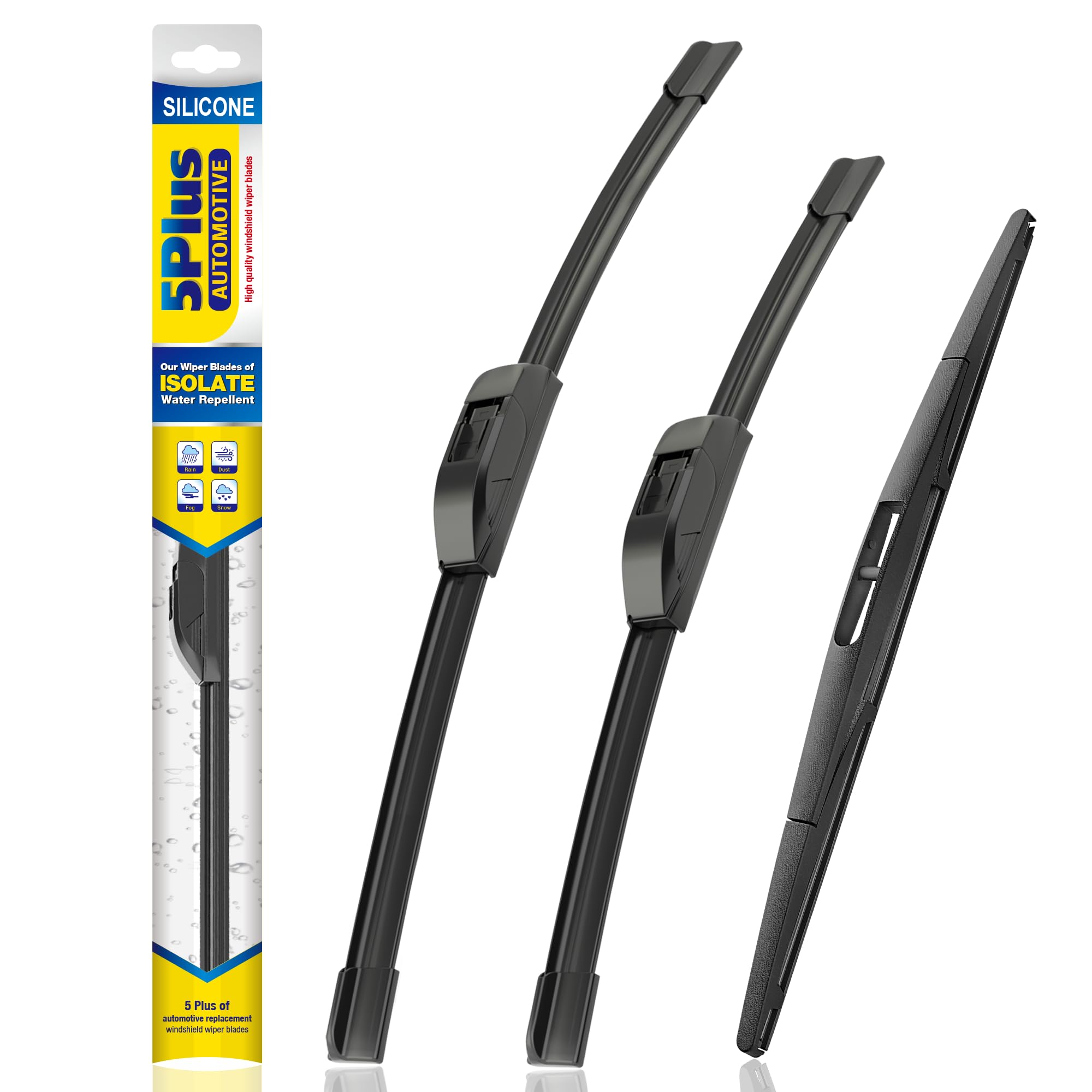 5 PLUS® Silicone Windshield Wipers Replacement for 2010-2014 Subaru Outback/2003-2006 Nissan Murano/2014-2017 INFINITI QX70 Wiper Blades(Set of 3),