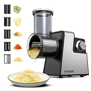 Electric Cheese Grater 5-In-1 Electric Grater 300W Salad Maker Electric Slicer with One-Touch Control Food Electric Slicer Shredder