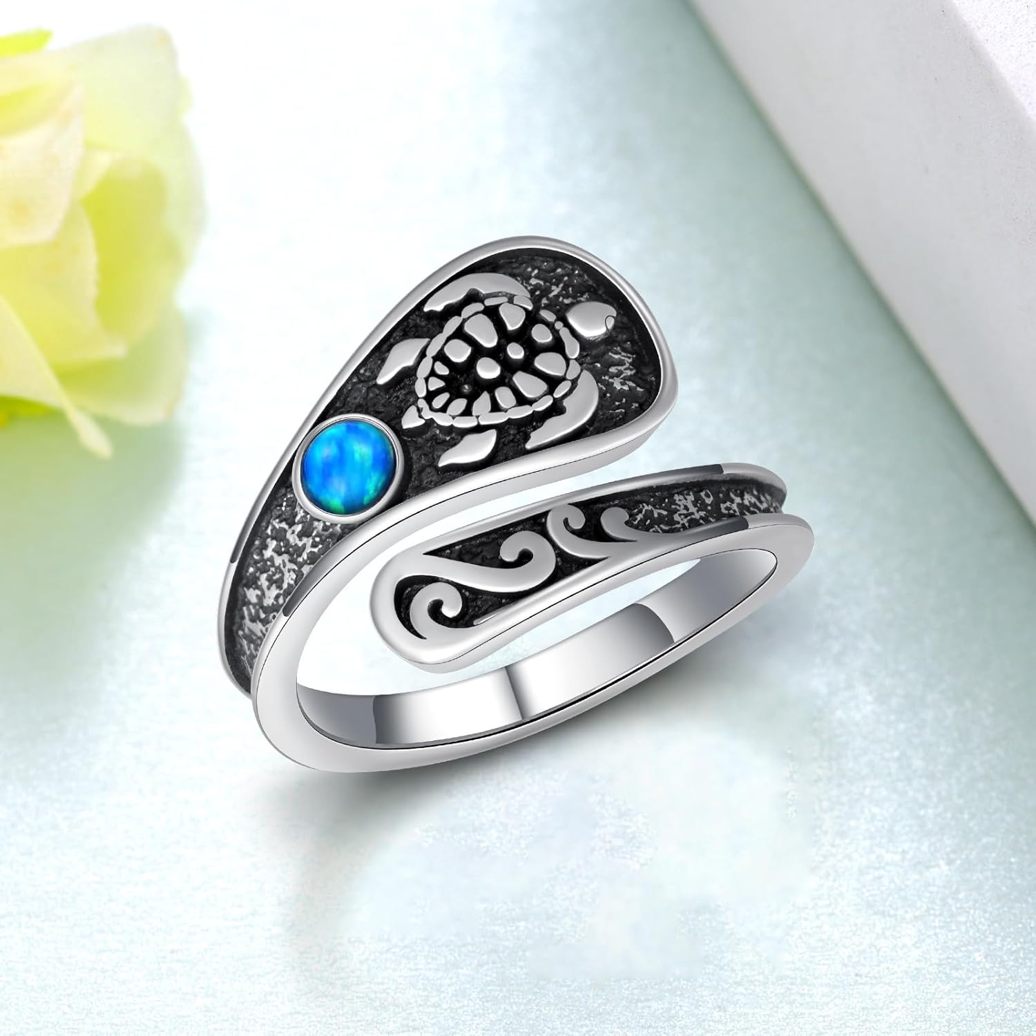 Spoon Rings for Women 925 Sterling-Silver Sea Turtle/Hummingbird/Bee/Butterfly Spoon Ring Thumb Rings Animal Jewelry Gifts for Women Men