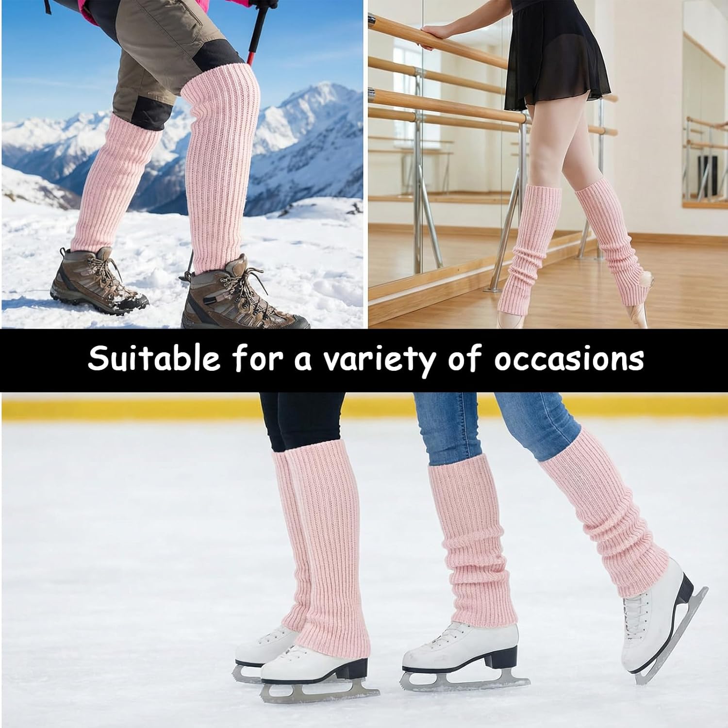 Lusofie Ballet Leg Warmers Knitted Open Heel Stirrup Design Leg Warmers for Women Ballet Yoga Dance, Multiple Colors - Image 7