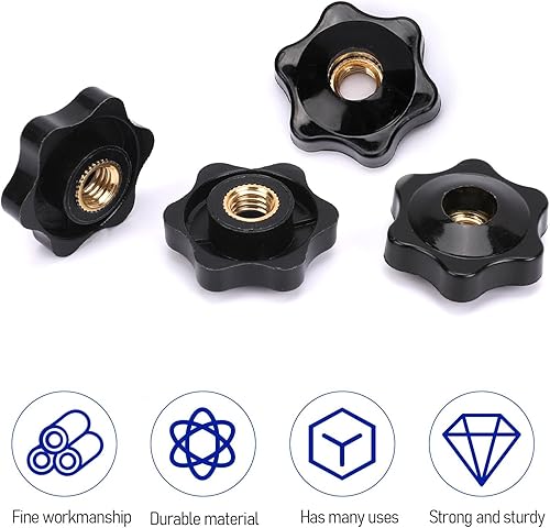 Miniatura 3 de Mozeat Lens Paquete de 10 pomos de estrella de 14 de pulgada, 20 cabezas hexagonales roscadas hembra, pomos de sujeción a través de la perilla de