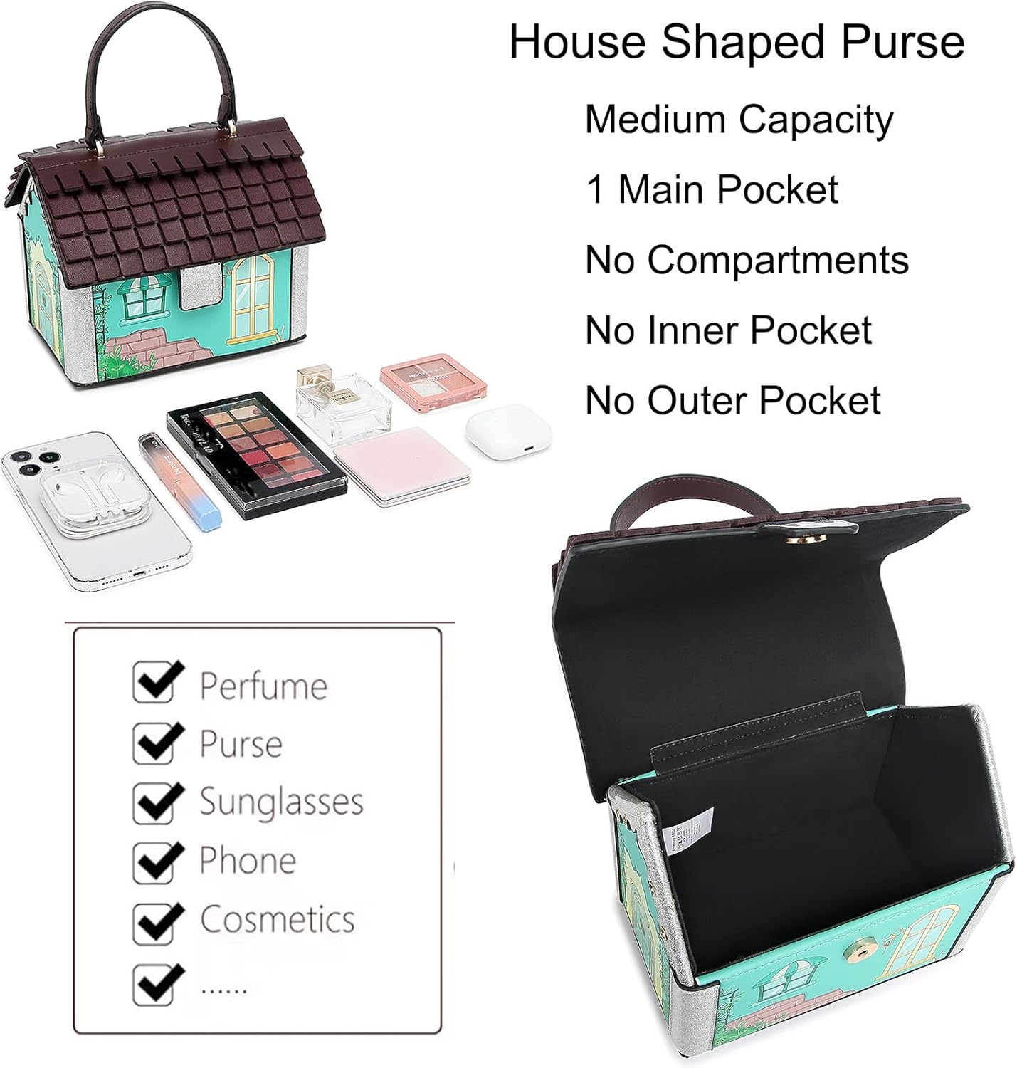 Women PU Leather Unique Novelty Weird Shaped Crossbody Shoulder Bag Handbag Purse - Image 6