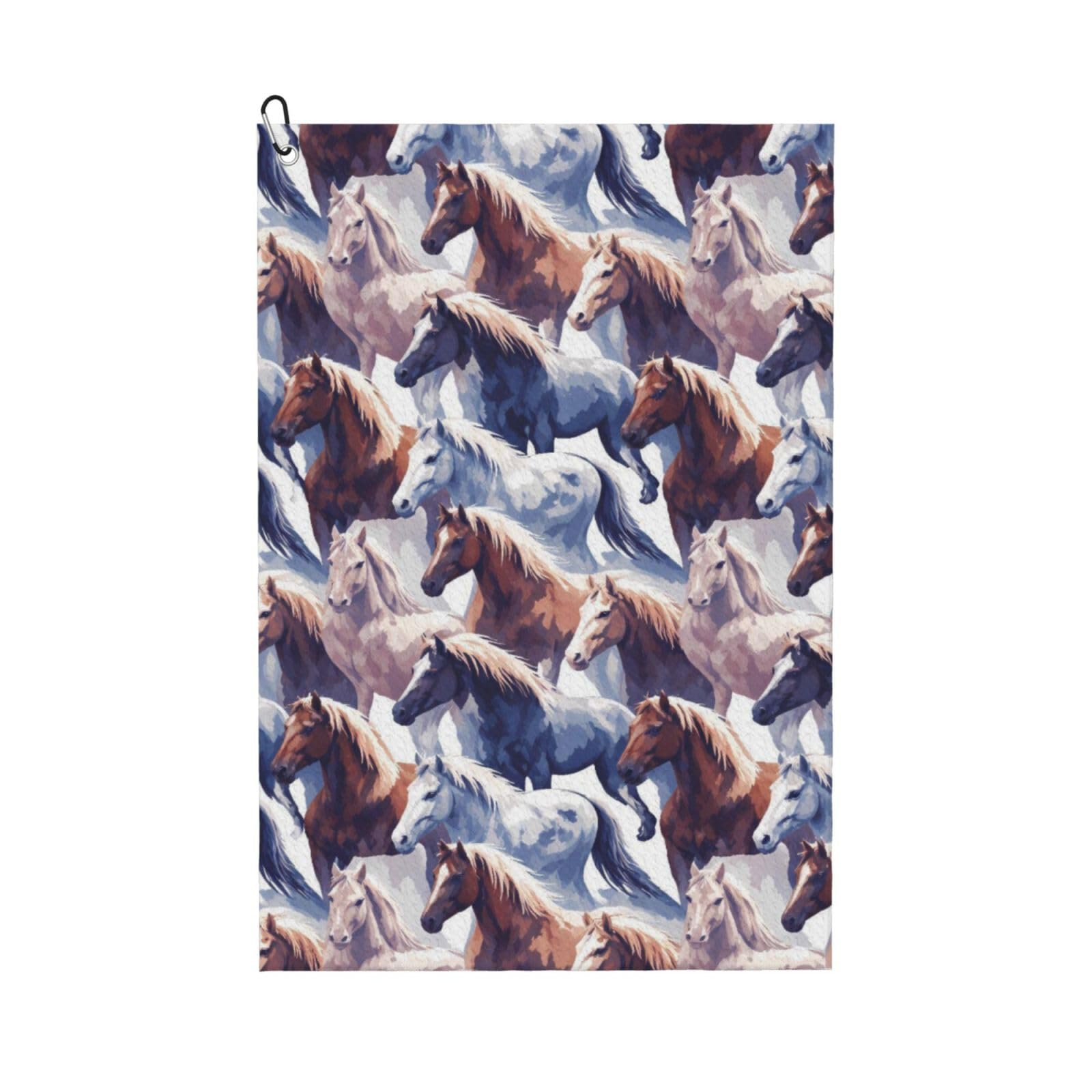Oudrspo Watercolor Horses Seamless Pattern Multi-Functional Golf Towel | Absorbent Quick Drying 16x24in