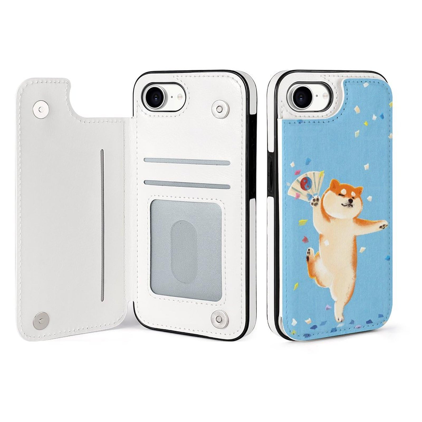 Amazon.co.jp: iPhone 16e ケース 手帳型 水彩スカル かわいい 柴犬 し