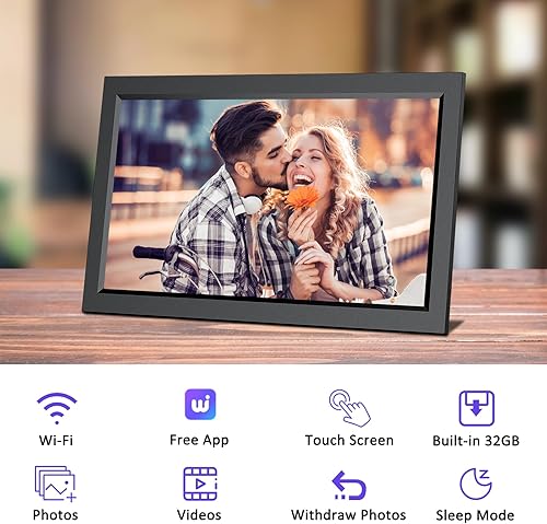 Miniatura 34 de SAMMIX Marco de fotos digital de 10.1 pulgadas, WiFi, marco de fotos digital electrónico, pantalla táctil IPS, 16 GB, mesa y montaje en pared, Negro