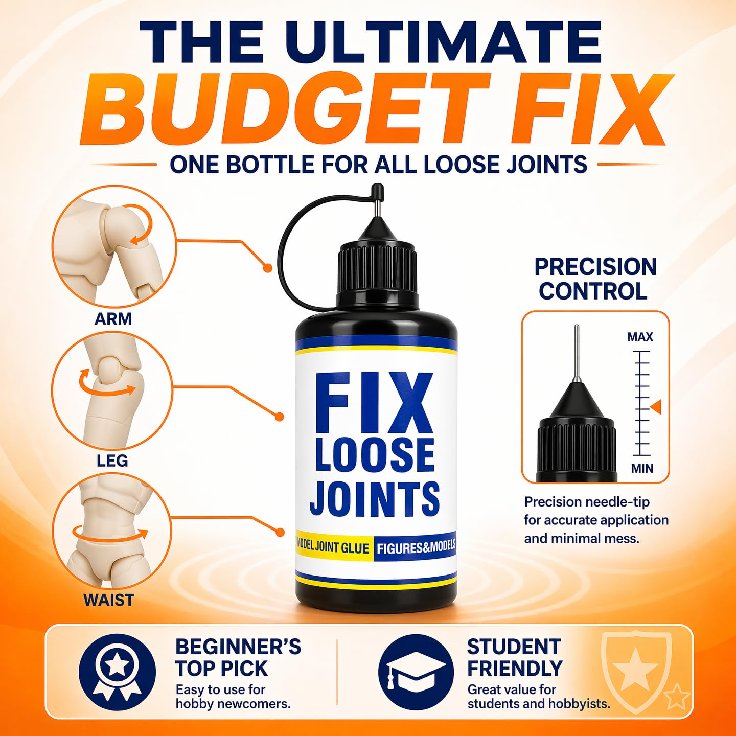42ml Action Figure & Model Loose Joint Repair Solution, Precision Needle Head, Fast-Acting Long-Lasting Hold, Safe for Plastic Resin Vinyl Materials